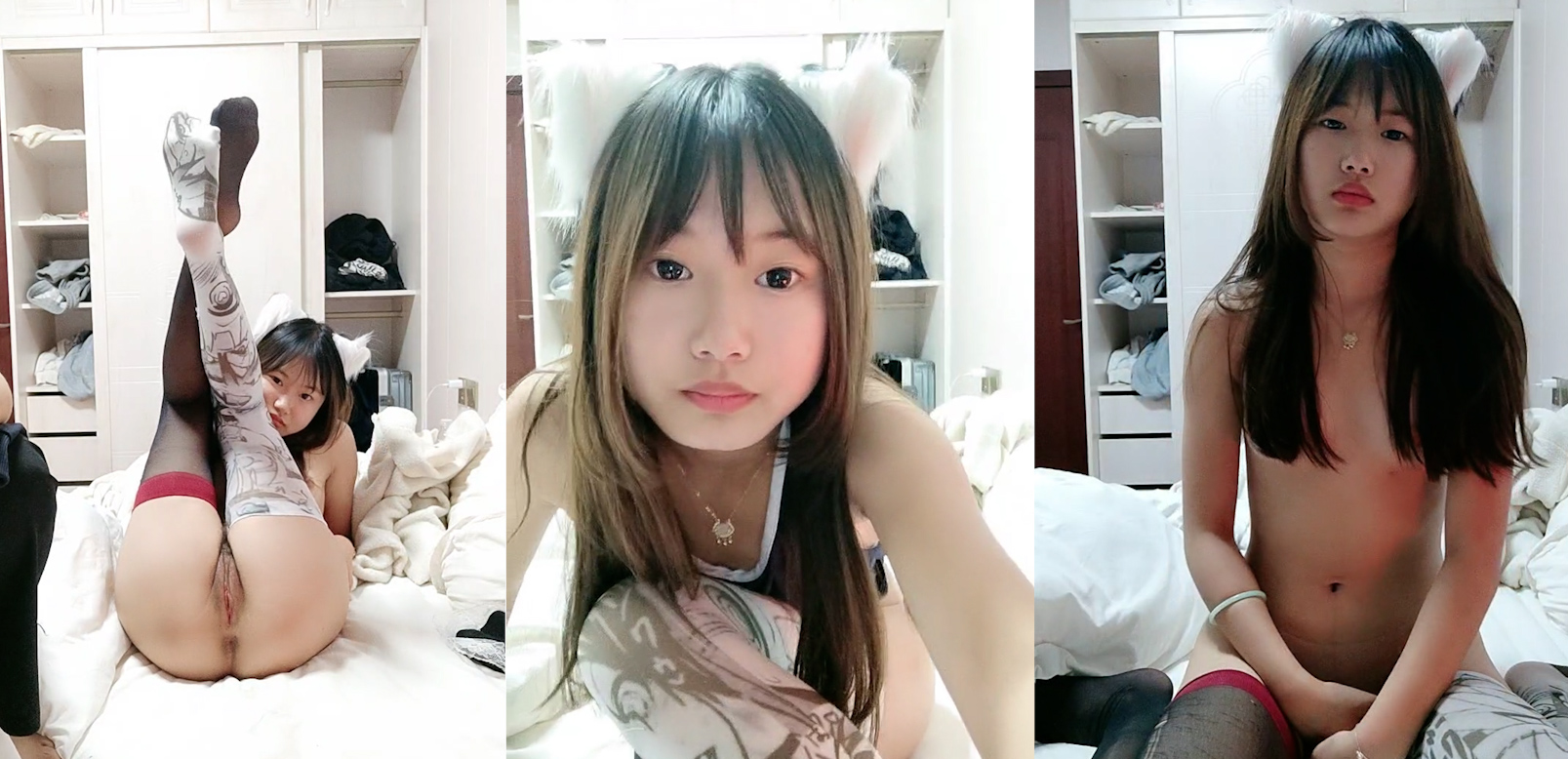 新人下海甜美小妹妹！情趣猫耳朵卡哇伊！丝袜美腿没穿内裤,掰开小穴特写,换上女仆装诱惑