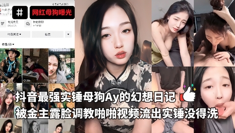抖音最强实锤母狗Ay的幻想日记，被金主露脸调教啪啪视频流出实锤没得洗